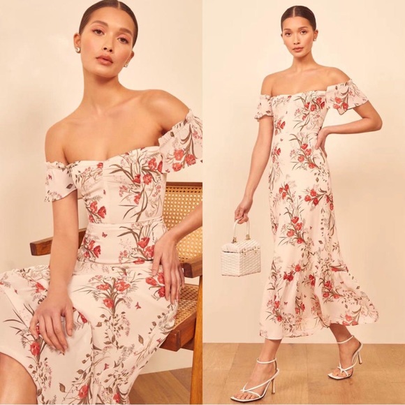 Reformation Butterfly Midi Dress, Like New - Picture 1 of 4